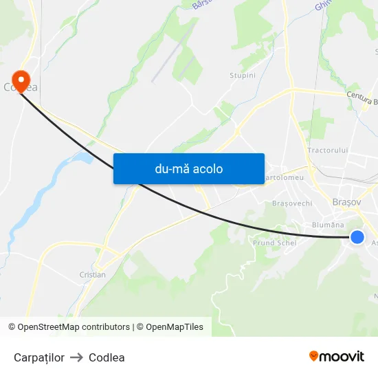 Harta de Carpaților către Codlea