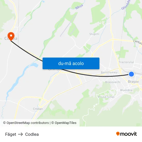 Harta de Făget către Codlea