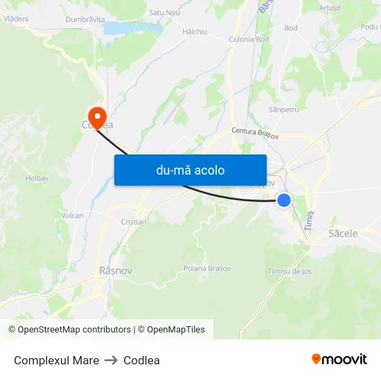 Harta de Complexul Mare către Codlea
