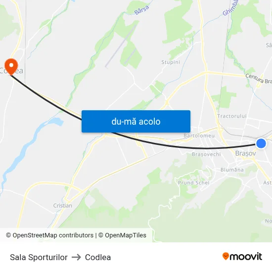 Harta de Sala Sporturilor către Codlea