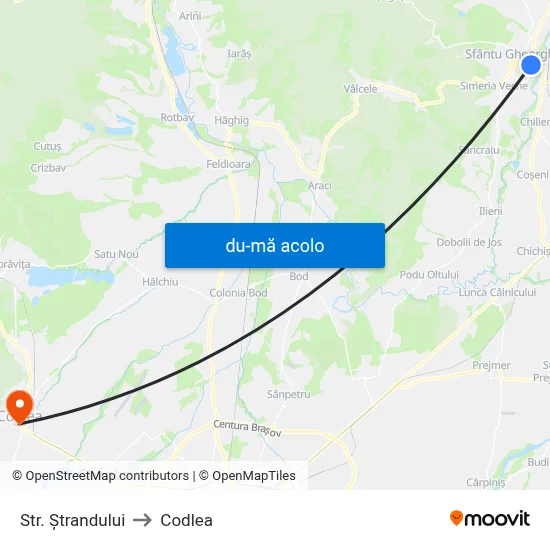 Harta de Str. Ștrandului către Codlea