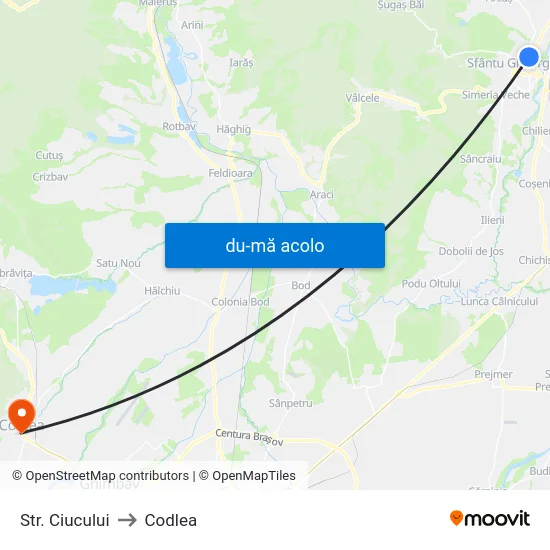 Harta de Str. Ciucului către Codlea