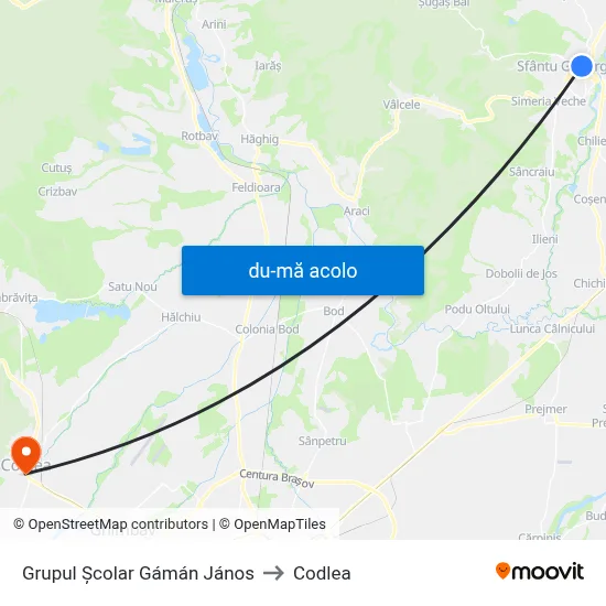 Harta de Grupul Şcolar Gámán János către Codlea