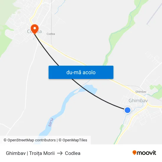 Harta de Ghimbav | Troița Morii către Codlea