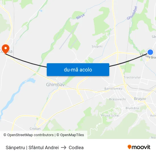 Harta de Sânpetru | Sfântul Andrei către Codlea