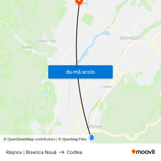 Harta de Râșnov | Biserica Nouă către Codlea