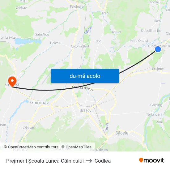 Harta de Prejmer | Școala Lunca Câlnicului către Codlea