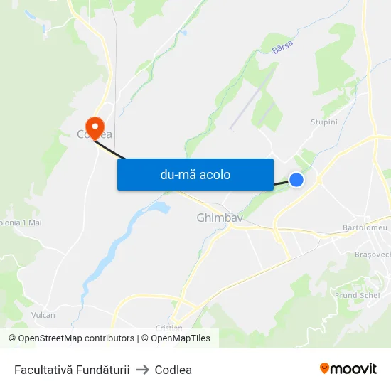 Harta de Facultativă Fundăturii către Codlea