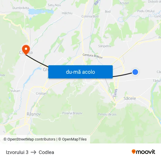 Harta de Izvorului 3 către Codlea