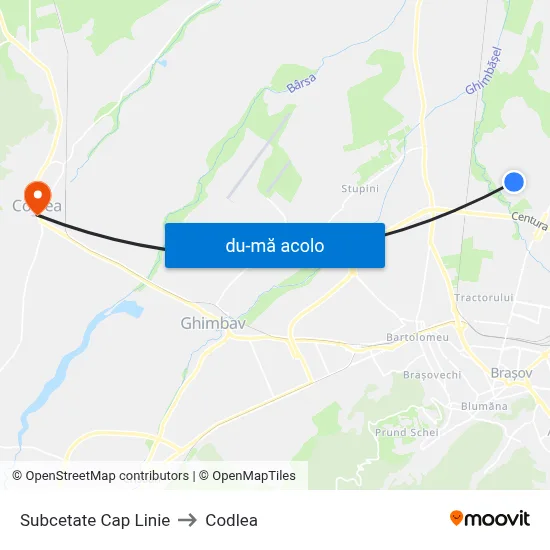 Harta de Subcetate Cap Linie către Codlea
