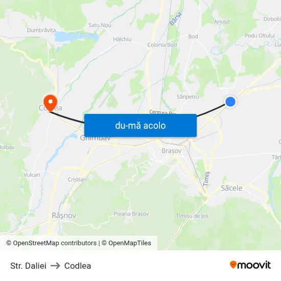 Harta de Str. Daliei către Codlea