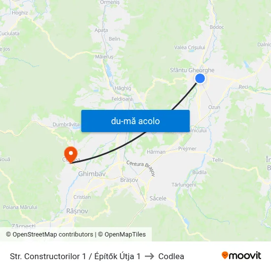 Harta de Str. Constructorilor 1 / Építők Útja 1 către Codlea