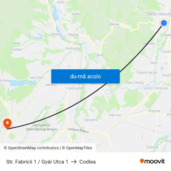 Harta de Str. Fabricii 1 / Gyár Utca 1 către Codlea