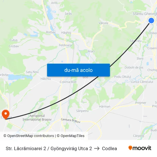 Harta de Str. Lăcrămioarei 2 / Gyöngyvirág Utca 2 către Codlea