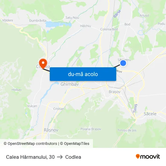 Harta de Calea Hărmanului, 30 către Codlea