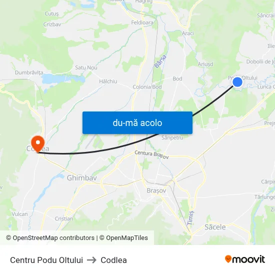 Harta de Centru Podu Oltului către Codlea
