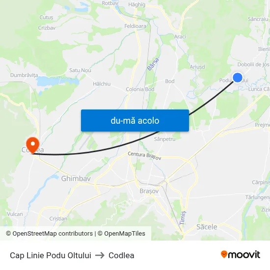 Harta de Cap Linie Podu Oltului către Codlea