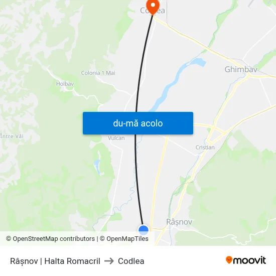 Harta de Râșnov | Halta Romacril către Codlea