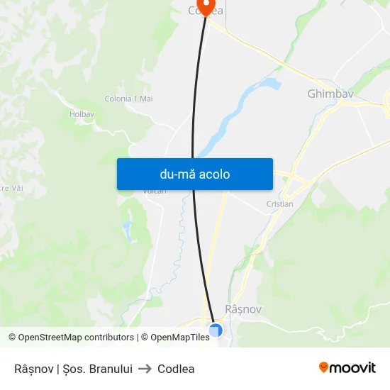 Harta de Râșnov | Şos. Branului către Codlea