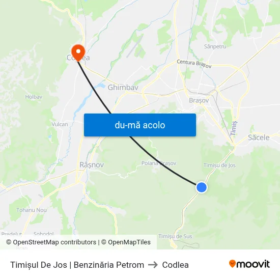 Harta de Timișul De Jos | Benzinăria Petrom către Codlea
