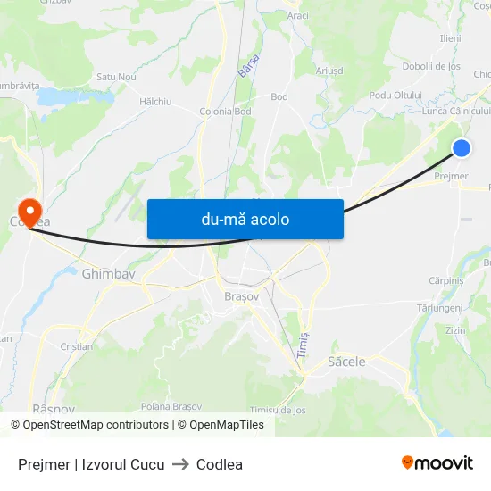 Harta de Prejmer | Izvorul Cucu către Codlea