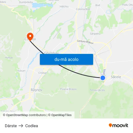 Harta de Dârste Hm. către Codlea