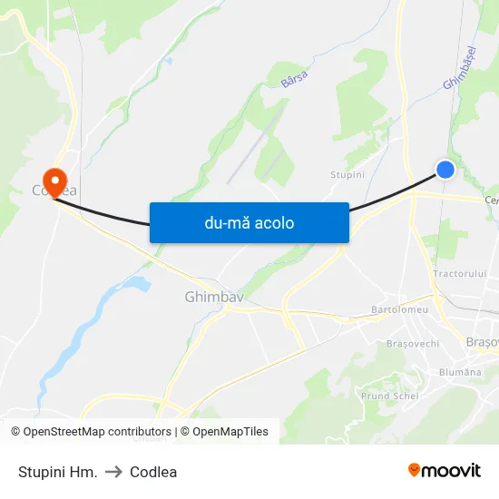 Harta de Stupini Hm. către Codlea