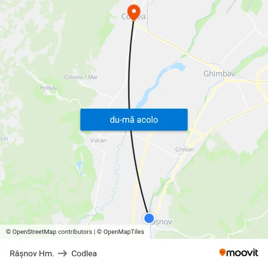 Harta de Râşnov Hm. către Codlea