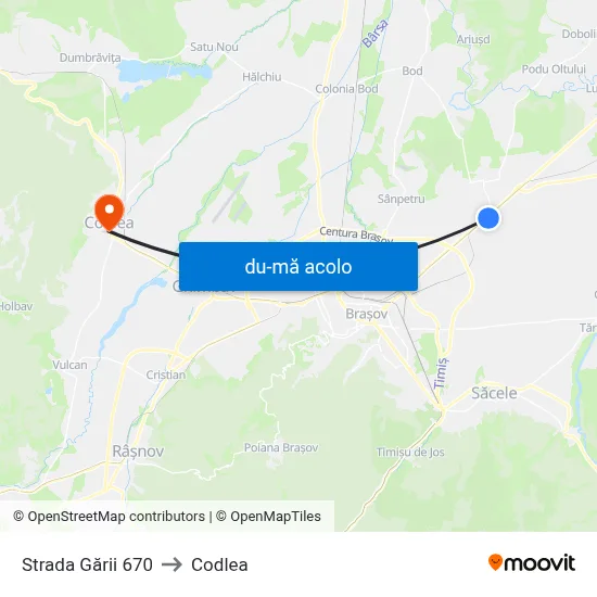 Harta de Strada Gării 670 către Codlea