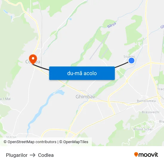 Harta de Plugarilor către Codlea