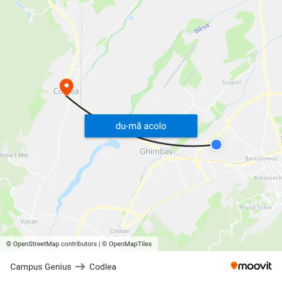 Harta de Campus Genius către Codlea