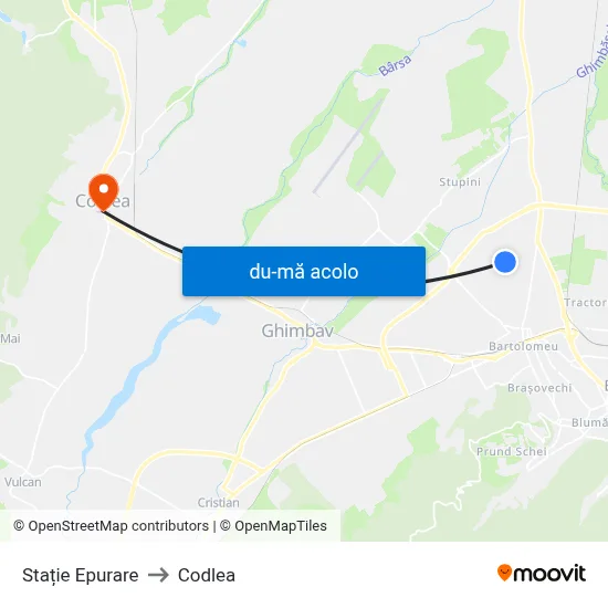 Harta de Stație Epurare către Codlea