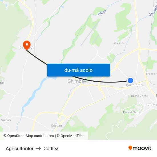 Harta de Agricultorilor către Codlea