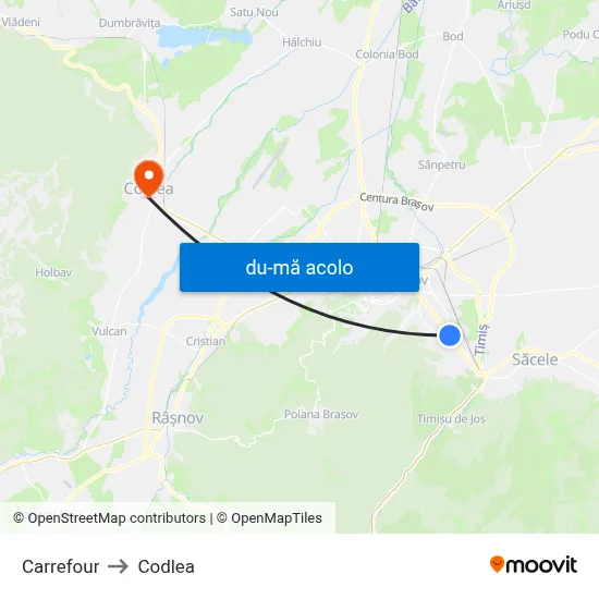 Harta de Carrefour către Codlea