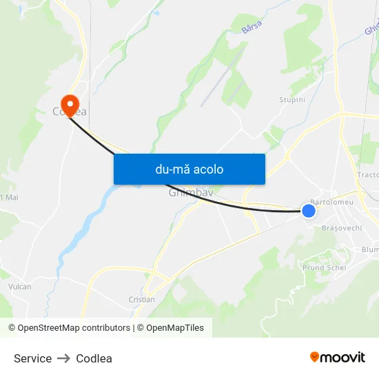 Harta de Service către Codlea