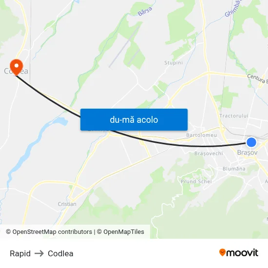 Harta de Rapid către Codlea