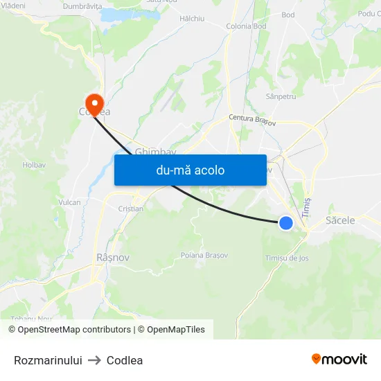 Harta de Rozmarinului către Codlea