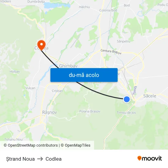 Harta de Ștrand Noua către Codlea