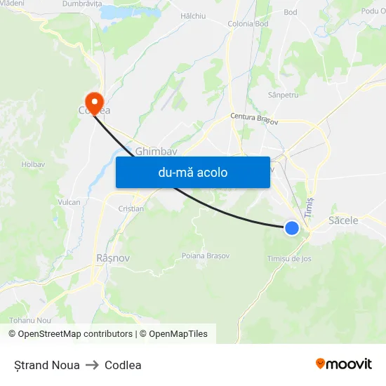 Harta de Ștrand Noua către Codlea