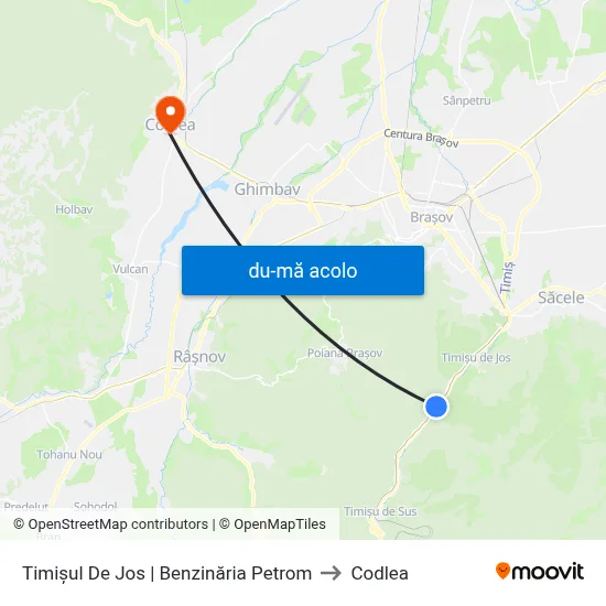 Harta de Timișul De Jos | Benzinăria Petrom către Codlea