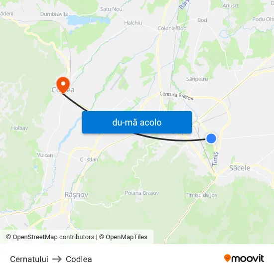 Harta de Cernatului către Codlea