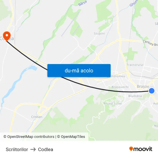 Harta de Scriitorilor către Codlea