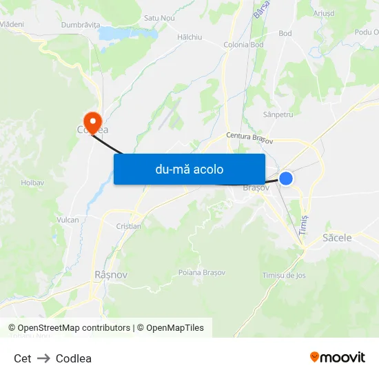 Harta de Cet către Codlea