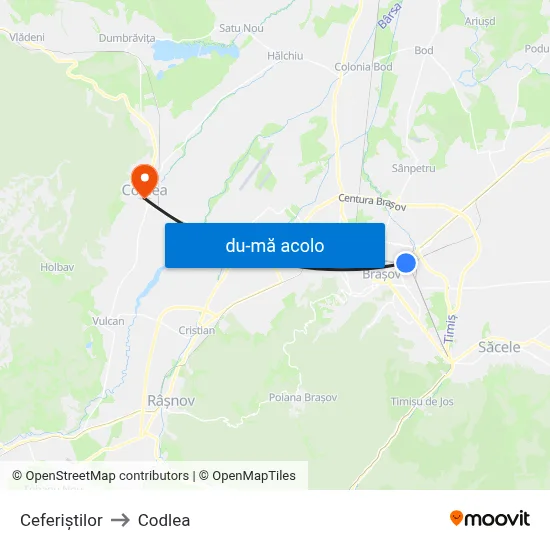 Harta de Ceferiștilor către Codlea