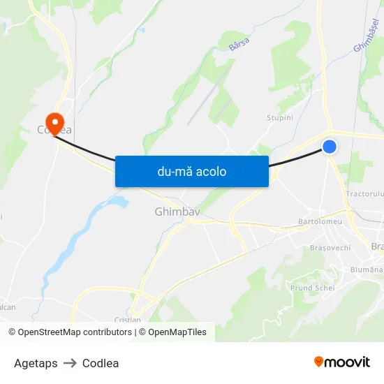 Harta de Agetaps către Codlea