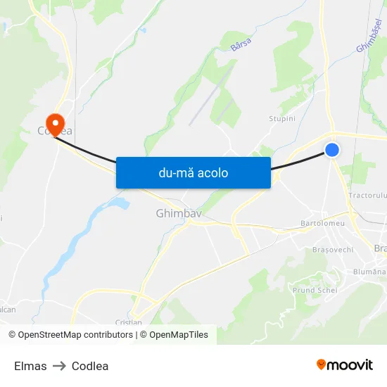 Harta de Elmas către Codlea