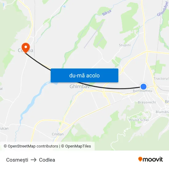 Harta de Cosmești către Codlea