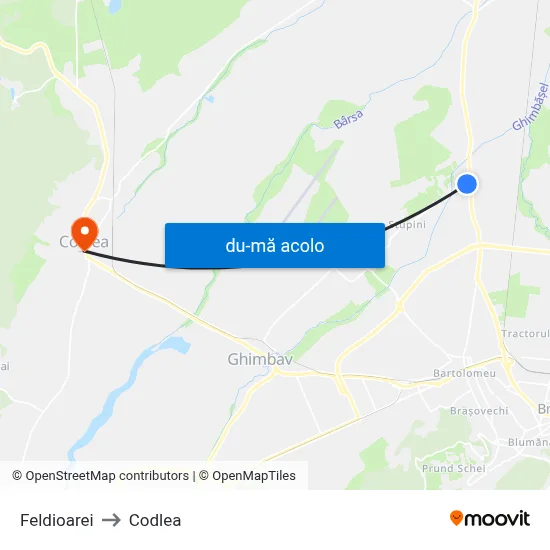 Harta de Feldioarei către Codlea