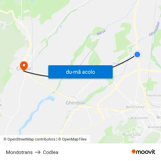 Harta de Mondotrans către Codlea