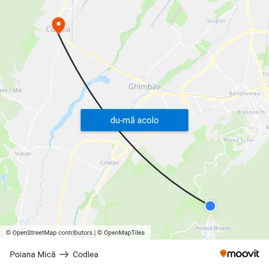 Harta de Poiana Mică către Codlea